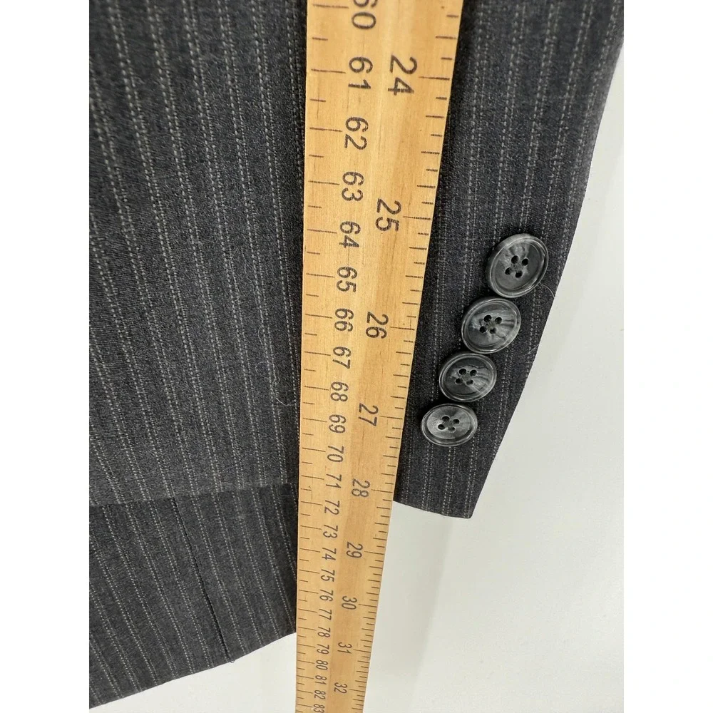 Jeffrey Banks Blazer Mens 52L Gray Pinstripe Wool Two Button Notch Lapel Classic